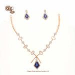 Glitter Elegant Blue Pentant Fancy 18K Necklace With Earring Glitter Elegant Blue Pentant Fancy 18K Necklace With Earring