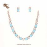 Fancy Blue Stone 18K Necklace With Earring Fancy Blue Stone 18K Necklace With Earring