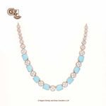Fancy Blue Stone 18K Necklace With Earring Fancy Blue Stone 18K Necklace With Earring