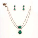 Glitter Stone Green Pentant 2Layer 18K Necklace With Earring Glitter Stone Green Pentant 2Layer 18K Necklace With Earring