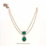 Glitter Stone Green Pentant 2Layer 18K Necklace With Earring Glitter Stone Green Pentant 2Layer 18K Necklace With Earring