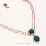 Glitter Stone Green Pentant 2Layer 18K Necklace With Earring Glitter Stone Green Pentant 2Layer 18K Necklace With Earring