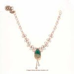 Glitter Stone Green Pendant Fancy 18K Necklace With Earring Glitter Stone Green Pendant Fancy 18K Necklace With Earring