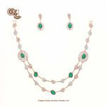 Glitter Stone Green 2Layer Fancy 18K Necklace With Earring Glitter Stone Green 2Layer Fancy 18K Necklace With Earring