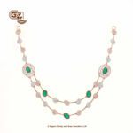Glitter Stone Green 2Layer Fancy 18K Necklace With Earring Glitter Stone Green 2Layer Fancy 18K Necklace With Earring