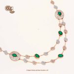 Glitter Stone Green 2Layer Fancy 18K Necklace With Earring Glitter Stone Green 2Layer Fancy 18K Necklace With Earring