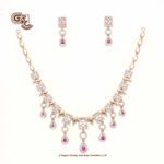 Glitter Stone Pink Pentant Luxury 18K Necklace With Earring Glitter Stone Pink Pentant Luxury 18K Necklace With Earring