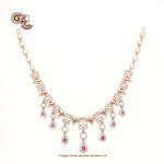 Glitter Stone Pink Pentant Luxury 18K Necklace With Earring Glitter Stone Pink Pentant Luxury 18K Necklace With Earring