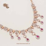 Glitter Stone Pink Pentant Luxury 18K Necklace With Earring Glitter Stone Pink Pentant Luxury 18K Necklace With Earring