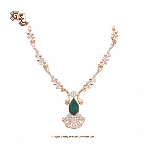 Glitter Stone Green Pentant Luxury 18K Necklace With Earring