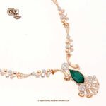 Glitter Stone Green Pentant Luxury 18K Necklace With Earring