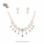 Glitter Stone GreenPentant Elegant 18K Necklace With Earring Glitter Stone GreenPentant Elegant 18K Necklace With Earring