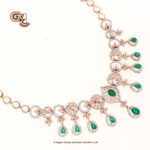 Glitter Stone GreenPentant Elegant 18K Necklace With Earring Glitter Stone GreenPentant Elegant 18K Necklace With Earring