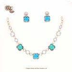 Glitter Stone Blue Elegant 18K Necklace With Earring Glitter Stone Blue Elegant 18K Necklace With Earring