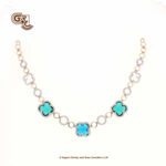 Glitter Stone Blue Elegant 18K Necklace With Earring Glitter Stone Blue Elegant 18K Necklace With Earring