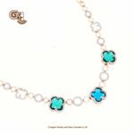 Glitter Stone Blue Elegant 18K Necklace With Earring Glitter Stone Blue Elegant 18K Necklace With Earring
