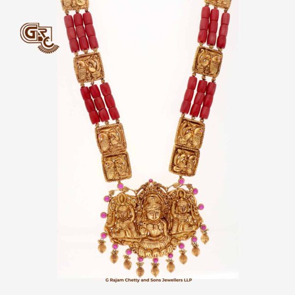 Antique Lakshmi & Red Corel Traditional Haram