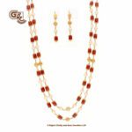Red Coral & Pearl 2 Layer Traditional Haram with Earring Red Coral & Pearl 2 Layer Traditional Haram with Earring
