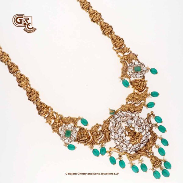 Antique Lakshmi Floral Glitering Stone Traditional Haram