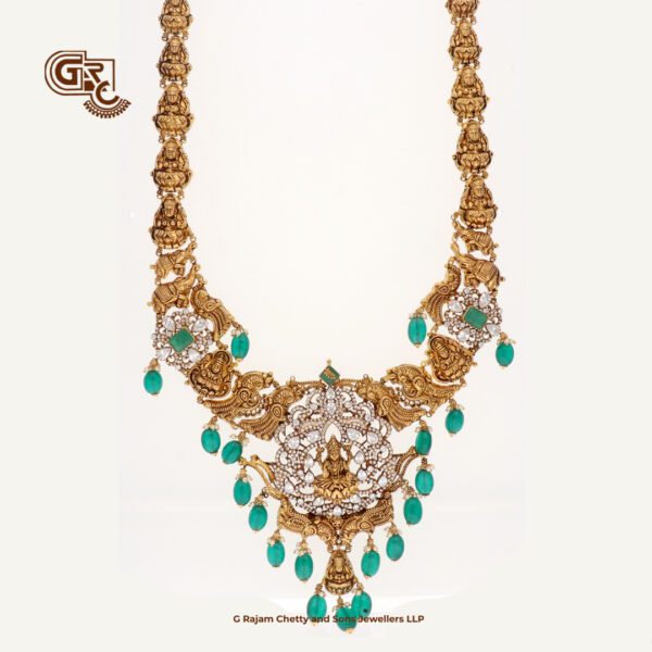 Antique Lakshmi Floral Glitering Stone Traditional Haram Antique Lakshmi Floral Glitering Stone Traditional Haram