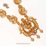 Antique Lakshmi Glittering Stone Necklace with Chain Antique Lakshmi Glittering Stone Necklace with Chain