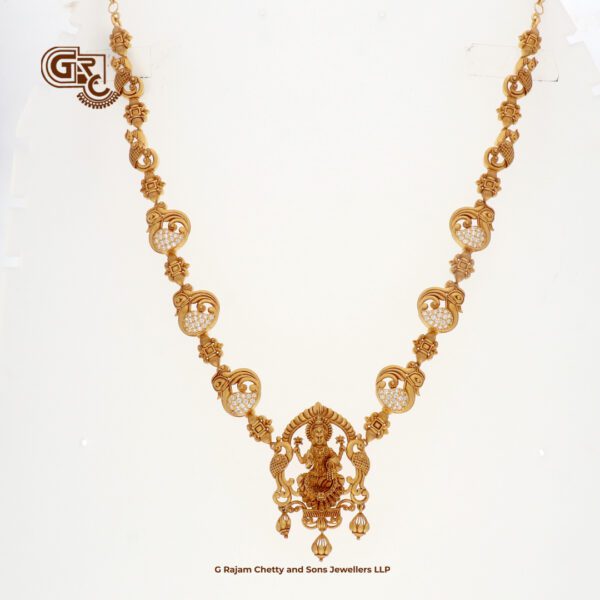 Antique Lakshmi Drops Gliter Stone Necklace with Chain Antique Lakshmi Drops Gliter Stone Necklace with Chain
