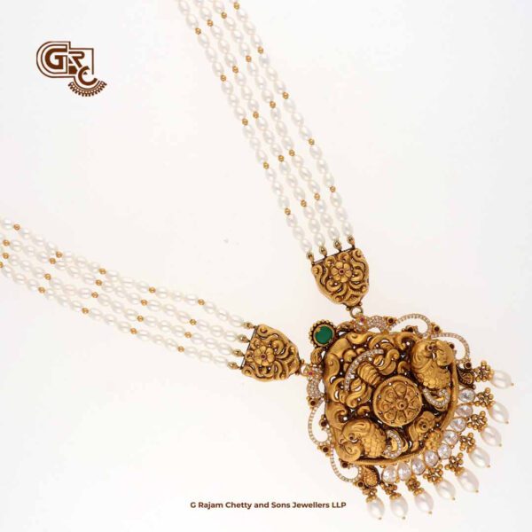 Antique Lakshmi White Beads Traditional Haram