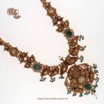 Antique Lakshmi Floral peacock Green Beads Traditional Haram Antique Lakshmi Floral peacock Green Beads Traditional Haram