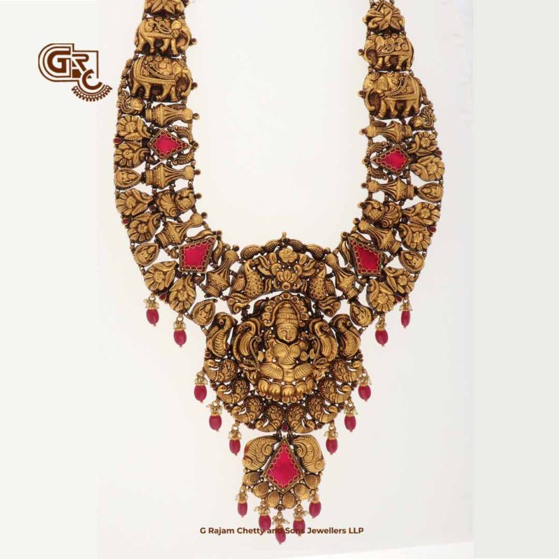 Antique Lakshmi Floral Red Corel Traditional Haram