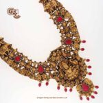 Antique Lakshmi Floral Red Corel Traditional Haram Antique Lakshmi Floral Red Corel Traditional Haram