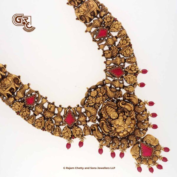 Antique Lakshmi Floral Red Corel Traditional Haram