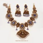 Antique Lakshmi Floral peacock Fancy Blue Stone Necklace Antique Lakshmi Floral peacock Fancy Blue Stone Necklace