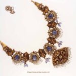 Antique Lakshmi Floral peacock Fancy Blue Stone Necklace Antique Lakshmi Floral peacock Fancy Blue Stone Necklace