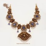 Antique Lakshmi Floral peacock Fancy Blue Stone Necklace Antique Lakshmi Floral peacock Fancy Blue Stone Necklace