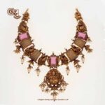 Antique Peacock Floral Pink Stone Traditional Necklace Antique Peacock Floral Pink Stone Traditional Necklace