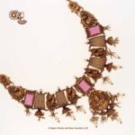 Antique Peacock Floral Pink Stone Traditional Necklace Antique Peacock Floral Pink Stone Traditional Necklace