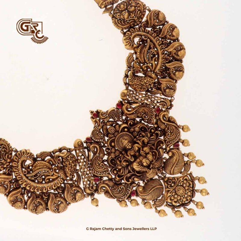 Antique Lakshmi Glittering Stone Pendant Traditional Haram