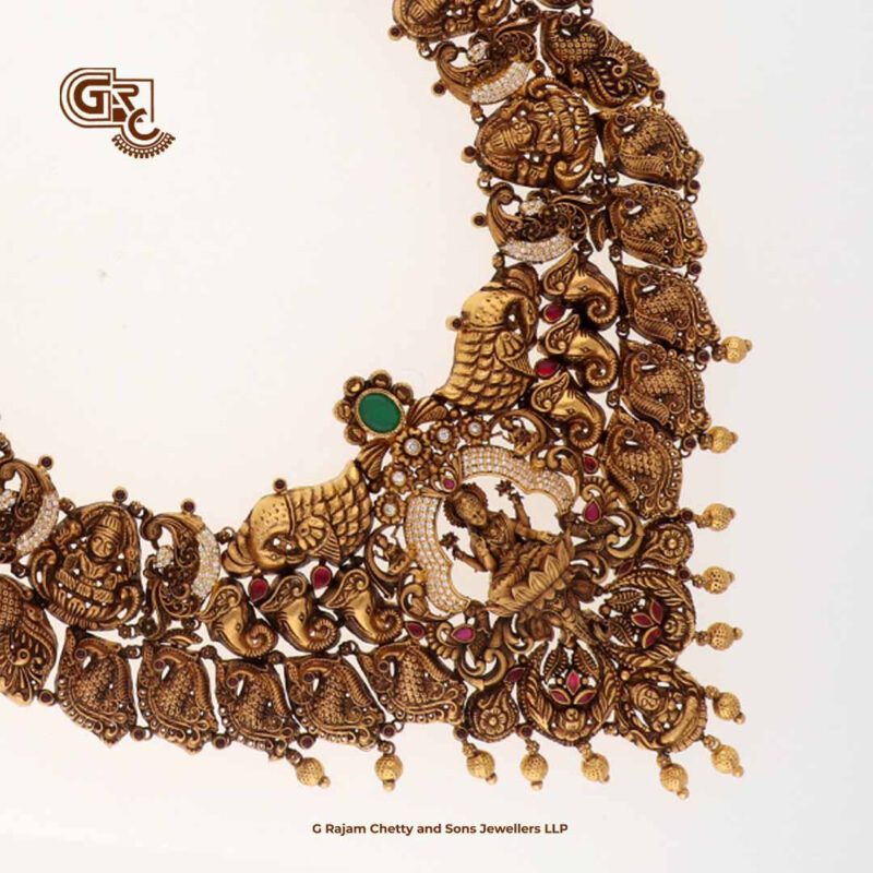 Antique Lakshmi Floral Gold Beads Traditional Haram