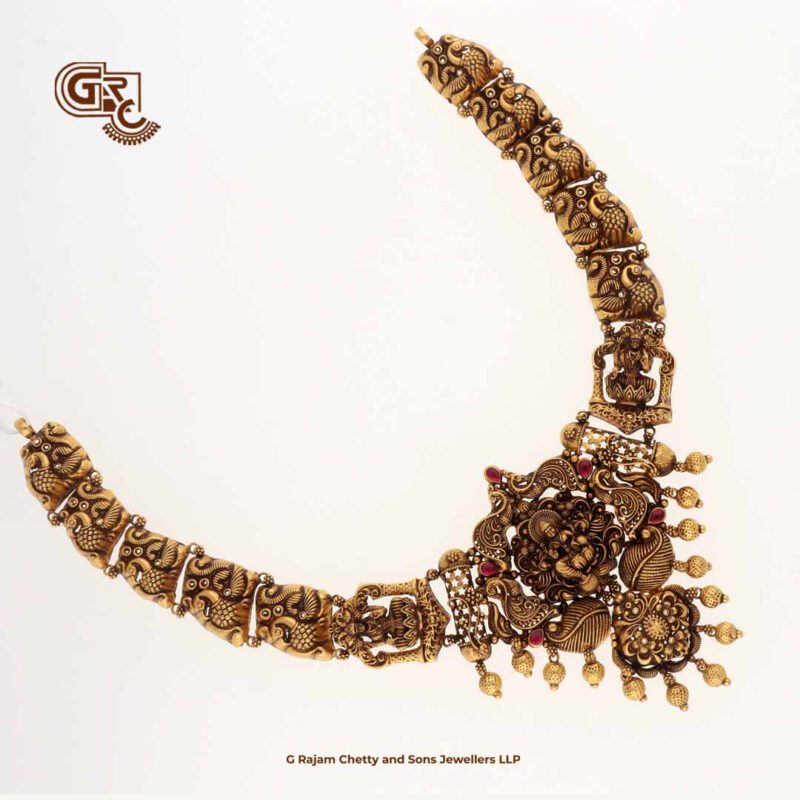 Antique Lakshmi Floral Peacock Traditional Necklace