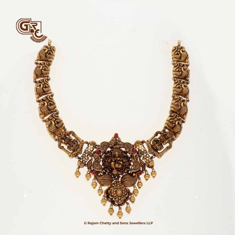 Antique Lakshmi Floral Peacock Traditional Necklace