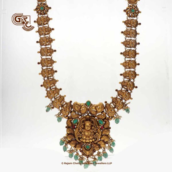 Antique Lakshmi Floral Green Beads Traditional Haram Antique Lakshmi Floral Green Beads Traditional Haram