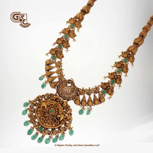 Antique Floral peacock Green Beads Traditional Haram