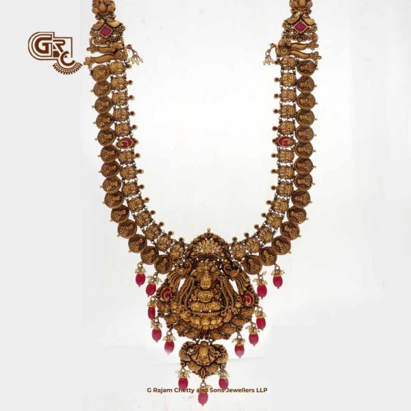 Antique Lakshmi Floral Ruby Beads Traditional Haram Antique Lakshmi Floral Ruby Beads Traditional Haram