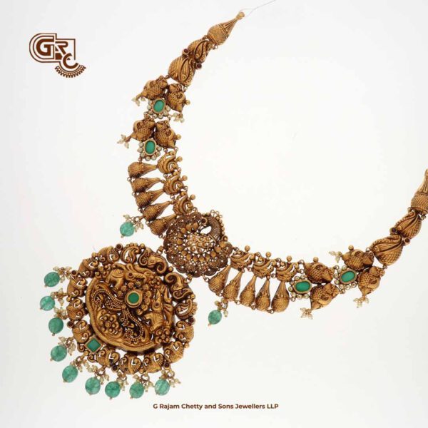 Antique Floral Green Beads Traditional Necklace