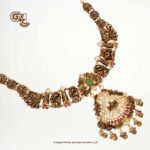 Antique Lakshmi Floral Glittering Stone Traditional Necklace Antique Lakshmi Floral Glittering Stone Traditional Necklace