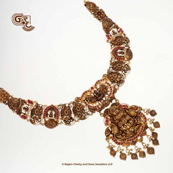 Antique Floral Lakshmi Traditional Necklace