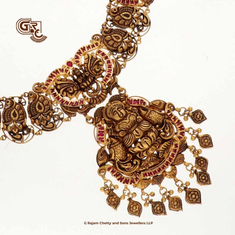 Antique Floral Lakshmi Traditional Necklace