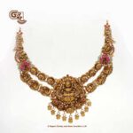Antique Lakshmi Floral Traditional Necklace With Stud