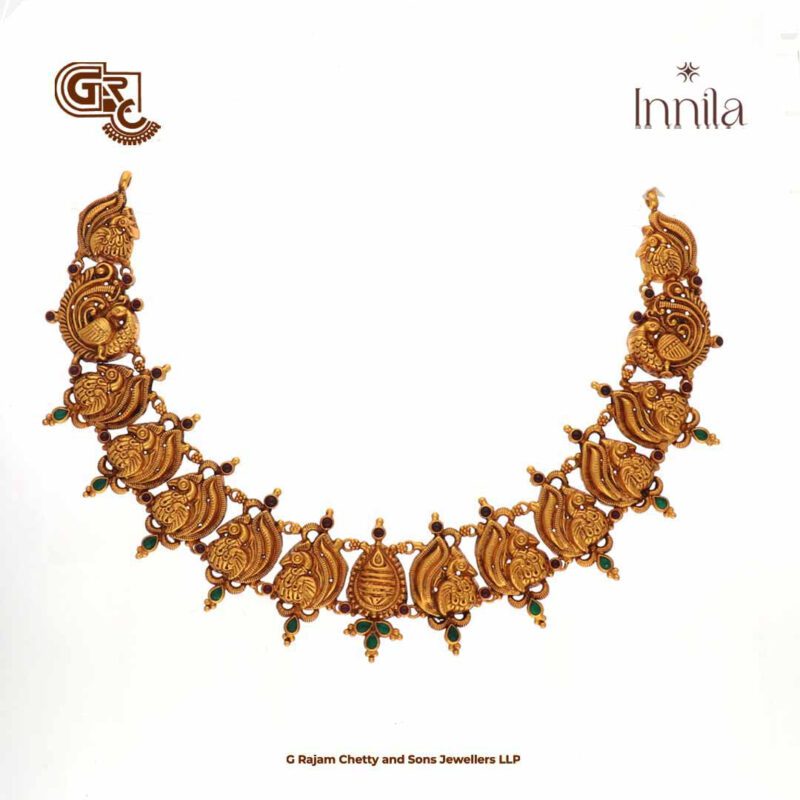 Peacock Floral Gold Plated Necklace