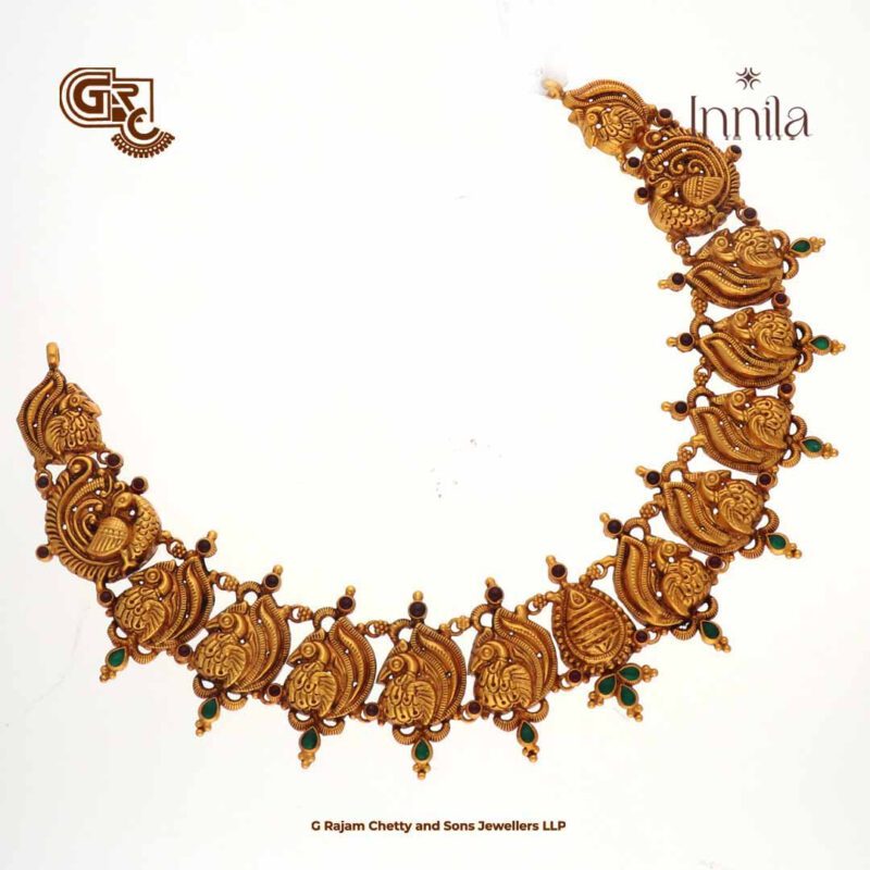 Peacock Floral Gold Plated Necklace